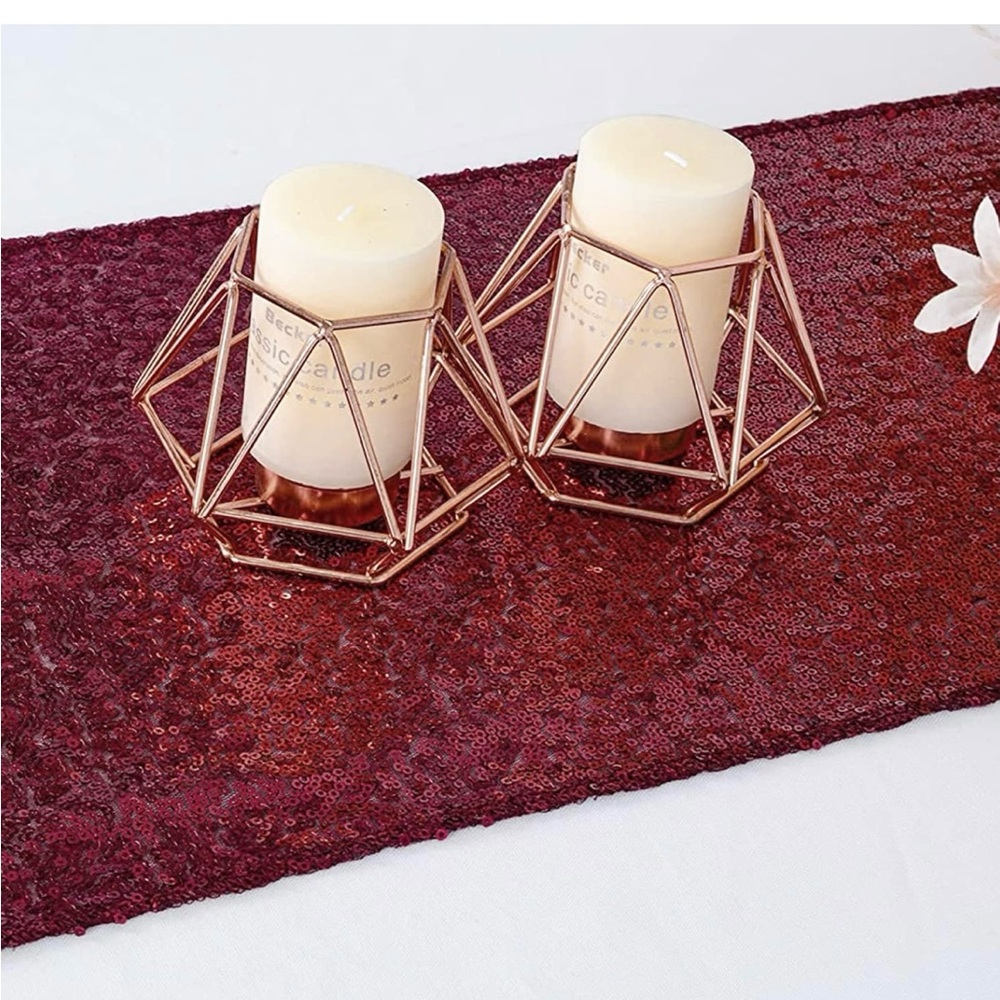 Elegant Burgundy Sequin table runner , wedding lot ( 8 of them)